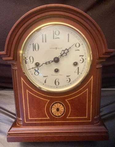 CLOCK MANTEL MECHANICAL CHIME WESTMINSTER HOWARD MILLER 613-180. $750 VALUE Cover