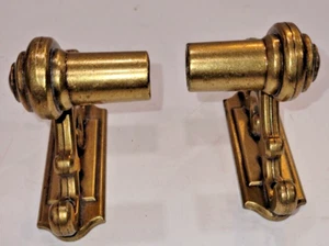 Heavy Solid Brass Towel Bar Toilet Paper Holder Mounts Only *NO Bar & Screw* Vtg - Picture 1 of 7