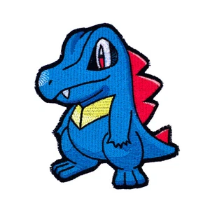 Totodile Pokemon Neon Blue & Red Fully Embroidered Sew-On & Iron-On Patch - Picture 1 of 2