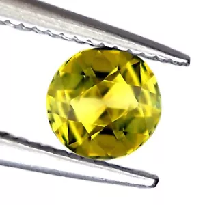 Certified 0.55ct Natural Lime Yellow Sapphire VS Clarity 4.70 mm Rose Cut Round - Picture 1 of 4