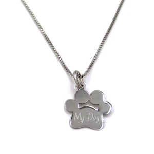Collana Medaglietta Zampa Cane in Argento Personalizzabile con Incisione Nome - Foto 1 di 12