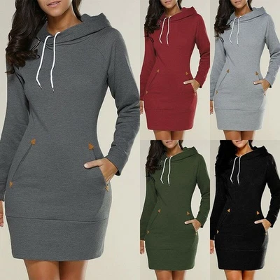 Stylish Womens Hooded Mini Dress In Soft Comfortable Material With Zipper Detail - Image 1 of 4