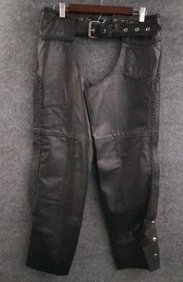 Кожаные мотоциклетные штаны Barneys Chaps для взрослых M черные байкерские защитные на молнии  - Изображение 1 из 4