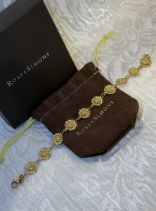 NIB ~ Ross Simmons 18K over Italian Sterling Silver 8" SUNFLOWER Bracelet - Picture 1 of 6