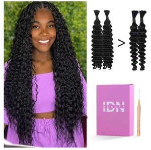 Human Braiding Hair 16 Inch 100g Bulk Human Hair For Braiding Deep Wave - Picture 1 of 12