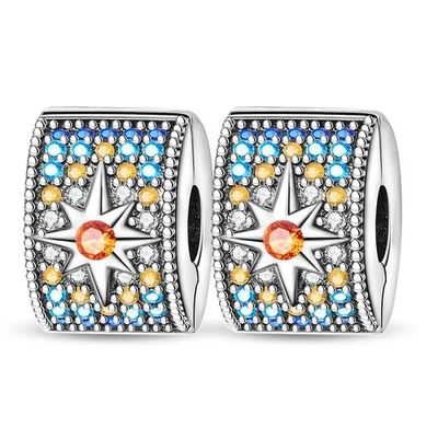 KUNSIR 2pcs 925 Sterling Silver Clip Lock Spacer Stopper Bead Charm For Bracelet - Image 1 of 4