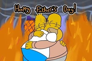 Homer and Grandpa - The Simpsons Inspired Father's Day Greeting Card - Picture 1 of 2