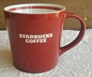 Starbucks 2010 Red And White Carved Bone China 16 fl oz Coffee Tea Cup Mug - Picture 1 of 7