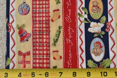 Por 1/2 Yd, Rojo Verde Amarillo y Azul Navidad Rayas en Edredón Algodón, M5689 Foto 1 de 4