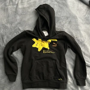 Youth Medium Pokemon Puma X Black Pikachu Hooded Sweatshirt Hoodie - Picture 1 of 5