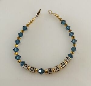Los Angeles Rams NFL FOOTBALL TEAM Charm Bracelet Jewelry Crystal Beads