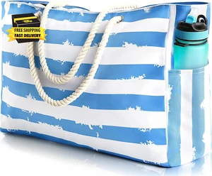 Large Beach Bag for Women & Men, Beach Bags Waterproof Sandproof, Travel Tote Ba - Picture 1 of 7