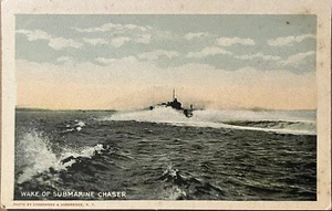 Military Submarine Chaser Ocean Wake Antique Postcard c1920 - Picture 1 of 6