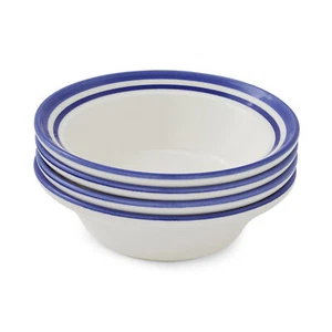 Portmeirion Potter's Stripe Oatmeal Bowl, Set of 4 - Blue, Black or Red - Picture 1 of 10