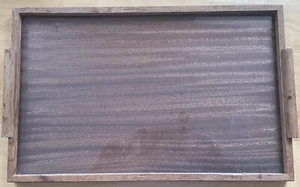 Altes Serviertablett - Holz Tablett - Glas - Vintage - Bild 1 von 4