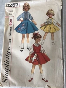 Falda caniche infantil 2287 vintage con patrón de costura simplicidad años 50 talla 5 - Imagen 1 de 3