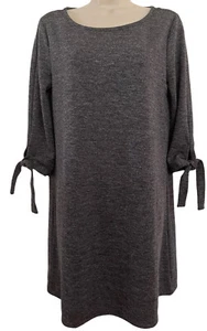Adrianne Vittadini Gray Sweater Dress Sz Med Cotton Blend Lagenlook Boxy Goth - Picture 1 of 8