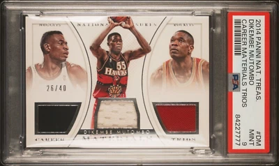 2014 PANINI NATIONAL TREASURES CAREER MATERIALS /40 TRIOS DIKEMBE MUTOMBO PSA 9 - Image 1 of 2