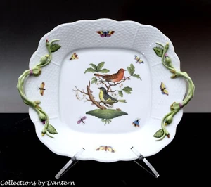 Plato de pastel de pájaros Rothschild de porcelana Herend con asas RO - 430 - Imagen 1 de 9