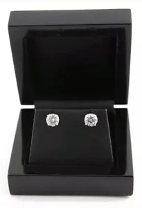Silver created diamond stud earrings 8mm luxury gift boxed free postage - Picture 1 of 9