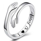 Silver Love Hug Ring Band Open Finger Womens 925 Sterling Jewelry Adjustable Uk