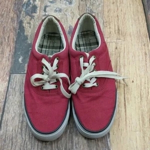 American Eagle Red Canvas Boat Shoes Unisex Classic Sneaker Size 7 - Picture 1 of 7