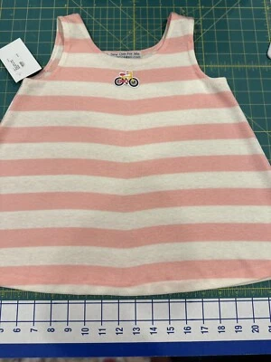 Vestido de sol, niñas 4, nuevo, hecho a mano, tejido de algodón suave, crema y rosa rayas grandes Foto 1 de 3