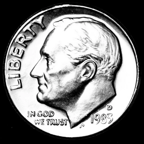 1983 D Roosevelt Uncirculated Dime ~ Raw Coin from Bank Roll Cover