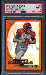 Topps 2010 cromo Carson Palmer Ornage refractor #c91 PSA 9 como nuevo Pop 1 sin altura - Imagen 1 de 1