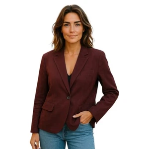 Blazer Abrigo Chaqueta Coldwater Creek Rojo Manga Larga Imitación Gamuza Talla Grande 14-16 - Imagen 1 de 6