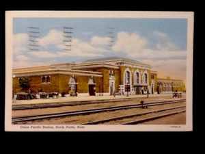 Rare c1944 Union Pacific Railroad Station, North Platte, Neb. Vintage Postcard - Picture 1 of 2