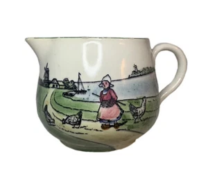 Antico G.S. Zell Baden Germany Creamer dipinto a mano mulino a vento olandese ragazza così com'è - Foto 1 di 9