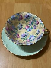 Shelley Summer Glory Pattern Tea Cup And Saucer Mint Green
