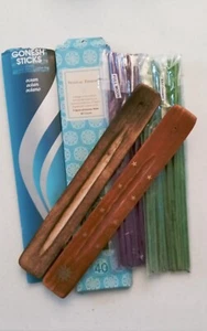 Lot Of 112 Incense Sticks & 2 Wooden Holders - Picture 1 of 1