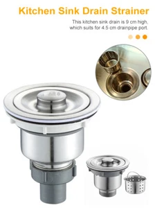 1Pc/2Pcs Kitchen Sink Drain Strainer Stainless Steel Waste Basket & Sealing Lid - Picture 1 of 23