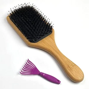 Firschoie Cepillo de pelo de cerdas de jabalí, Cepillo de paleta profesional de - Imagen 1 de 6