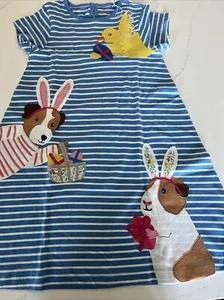 Mini Boden Sz 11-12 Y Big Appliqué Dress Easter Jersey Guinea Pig Dog Chick NWOT - Picture 1 of 9