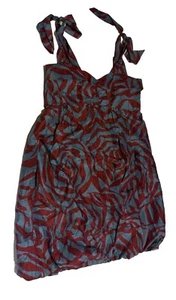 Marc Jacobs Silk Tie Animal Abstract Print Blue Purple Dress Size 4 Y2K - Picture 1 of 6