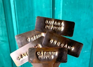 5 PACK - Custom Herb Garden Markers โ Personalized Copper Plant Labels โ Stamped - Picture 1 of 5
