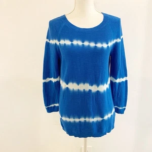 Talbots Biscayne kobaltblau Batik Rundhals Baumwolle Pullover Gr. S leicht - Bild 1 von 12