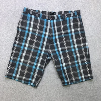 Pantalones Cortos Stussy Para Hombres 36 Negro Azul A Cuadros 100% Algodón Patín Informal Verano Auténticos Foto 1 de 4