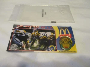 Vintage 1994 McDonalds Los Angeles Raiders vs Los Angeles Rams Pin Back Rare - Picture 1 of 7