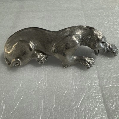 CHRISTOPHER ROSS 1985 HEBILLA DE CINTURÓN PANTERA PLATEADA Foto 1 de 4