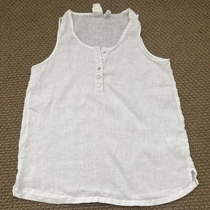 C&C California White 100% Linen Sleeveless White  Button Tunic Womens Small - Picture 1 of 5