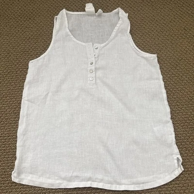 C&C California White 100% Linen Sleeveless White  Button Tunic Womens Small - Image 1 of 4
