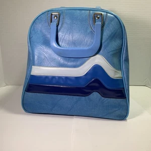 Bolso de Bowling Vintage Azul Onda con Asa a Rayas Blancas Brunswick Don Carter - Imagen 1 de 19