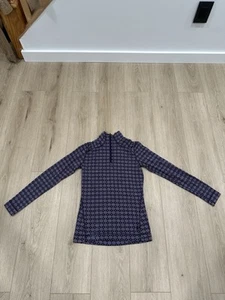SMARTWOOL Womens Classic Thermal Merino Base Layer 1/4 Zip Purple Print Medium M - Picture 1 of 14