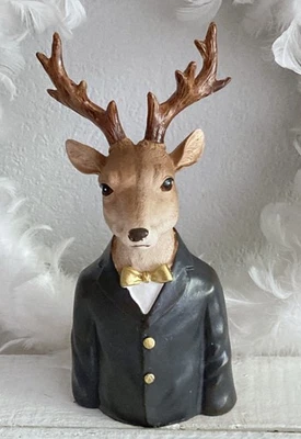 Großer Hirsch Hirschkopf Rentier Rentierkopf Büste Figur Schwarz - Braun - Gold - Bild 1 von 2