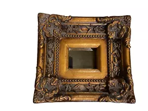 Vintage kleiner Barockstil gerahmter abgeschrägter Wandspiegel gold vergoldet tiefer Einsatz 8,5 Zoll - Bild 1 von 10