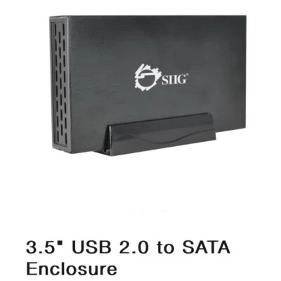 NEW ~ SIIG 3.5" USB 2.0 to SATA Enclosure Data Transfer Up to 480Mb/s  w/Stand - Image 1 of 3